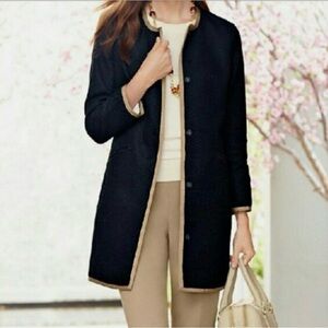 Talbots Snap Up Lined Black Coat Jacket 16W Quiet Luxury Fall Winter